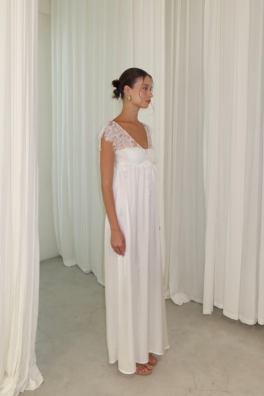 ivory lace maxi dress