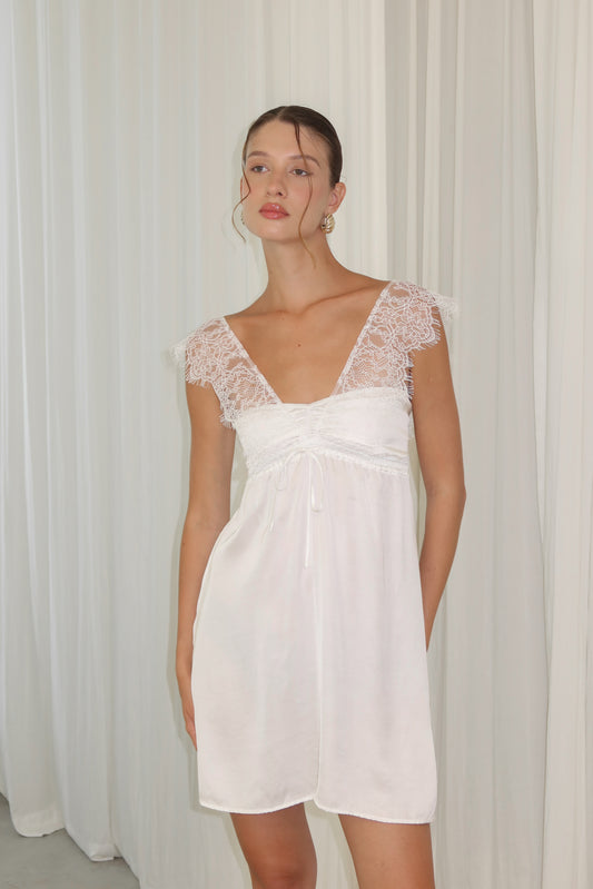 Ivory lace mini dress