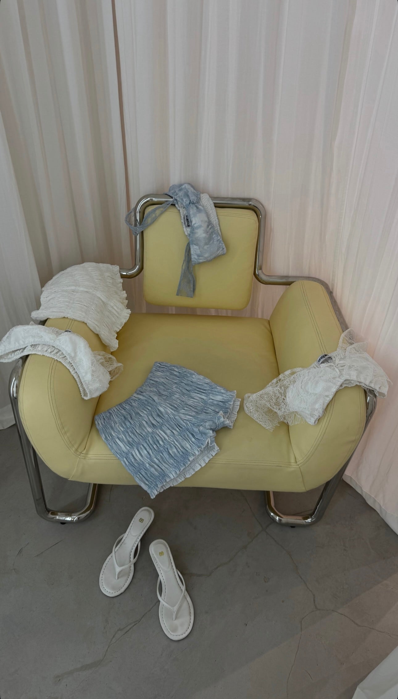 textured blue shorts