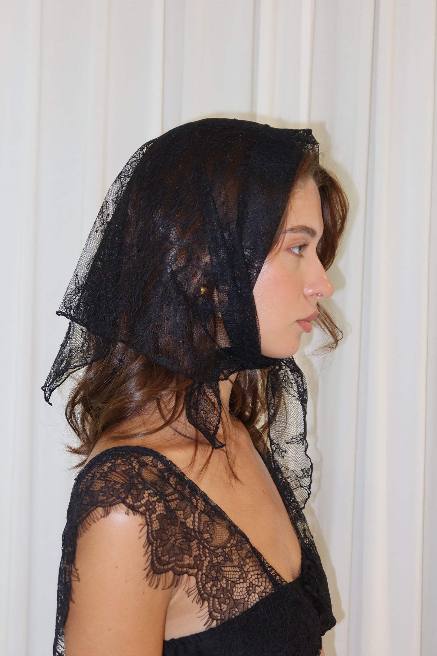 Black lace headscarf