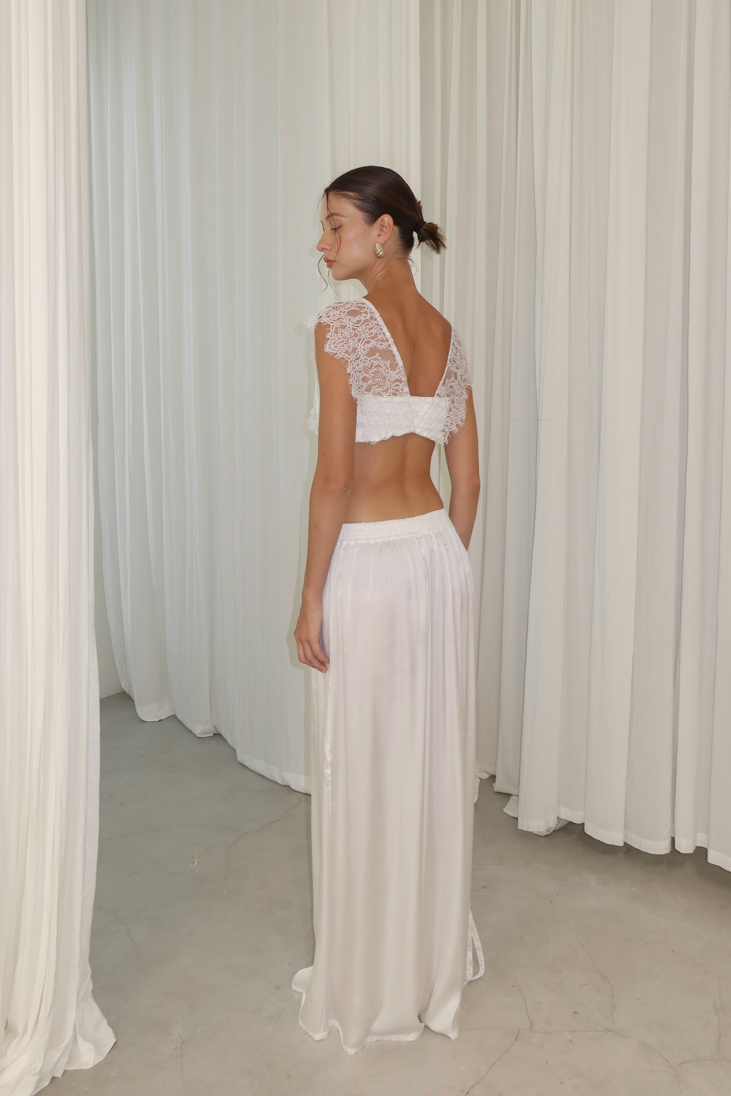 silk slit pants