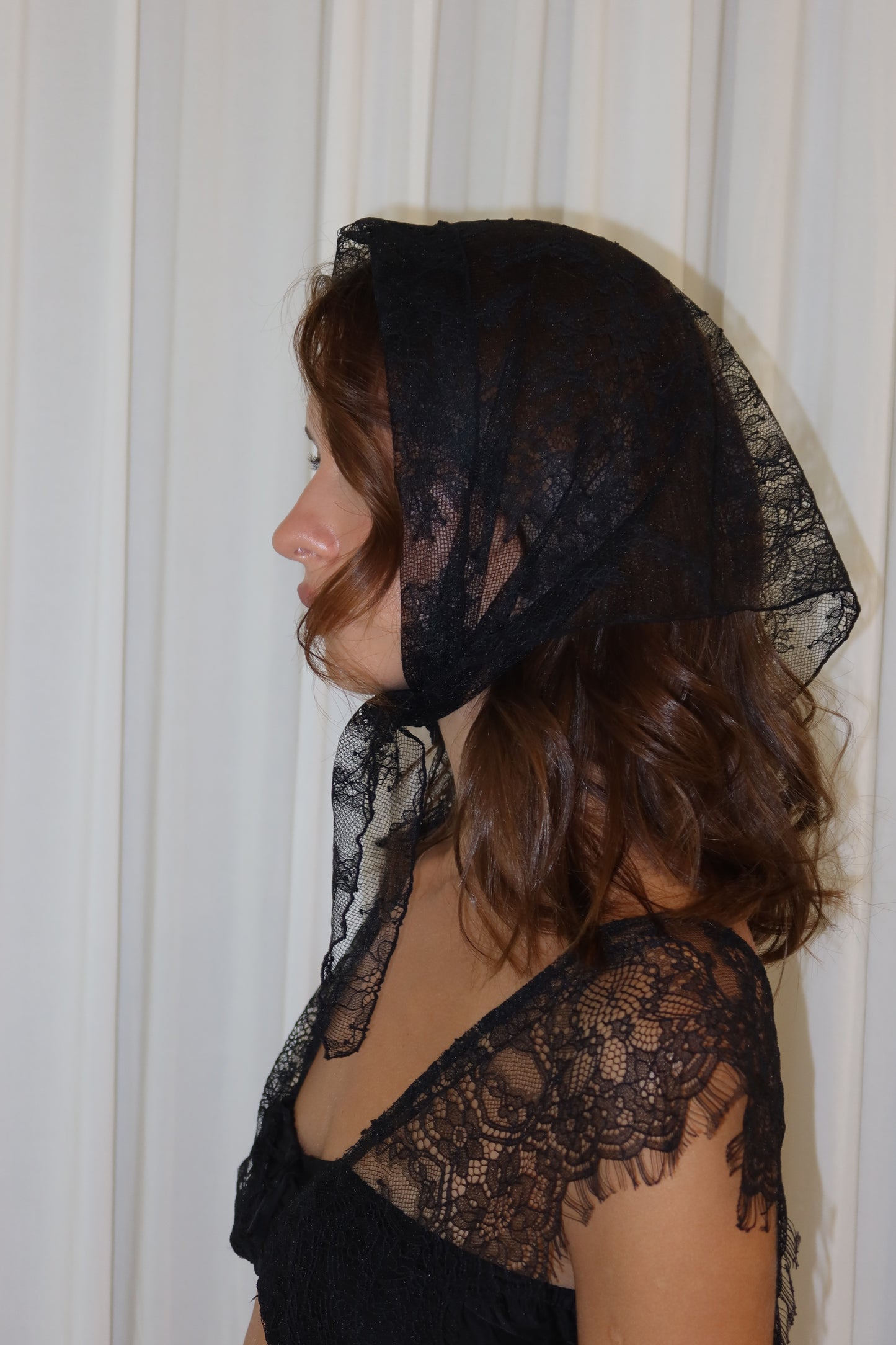 Black lace headscarf