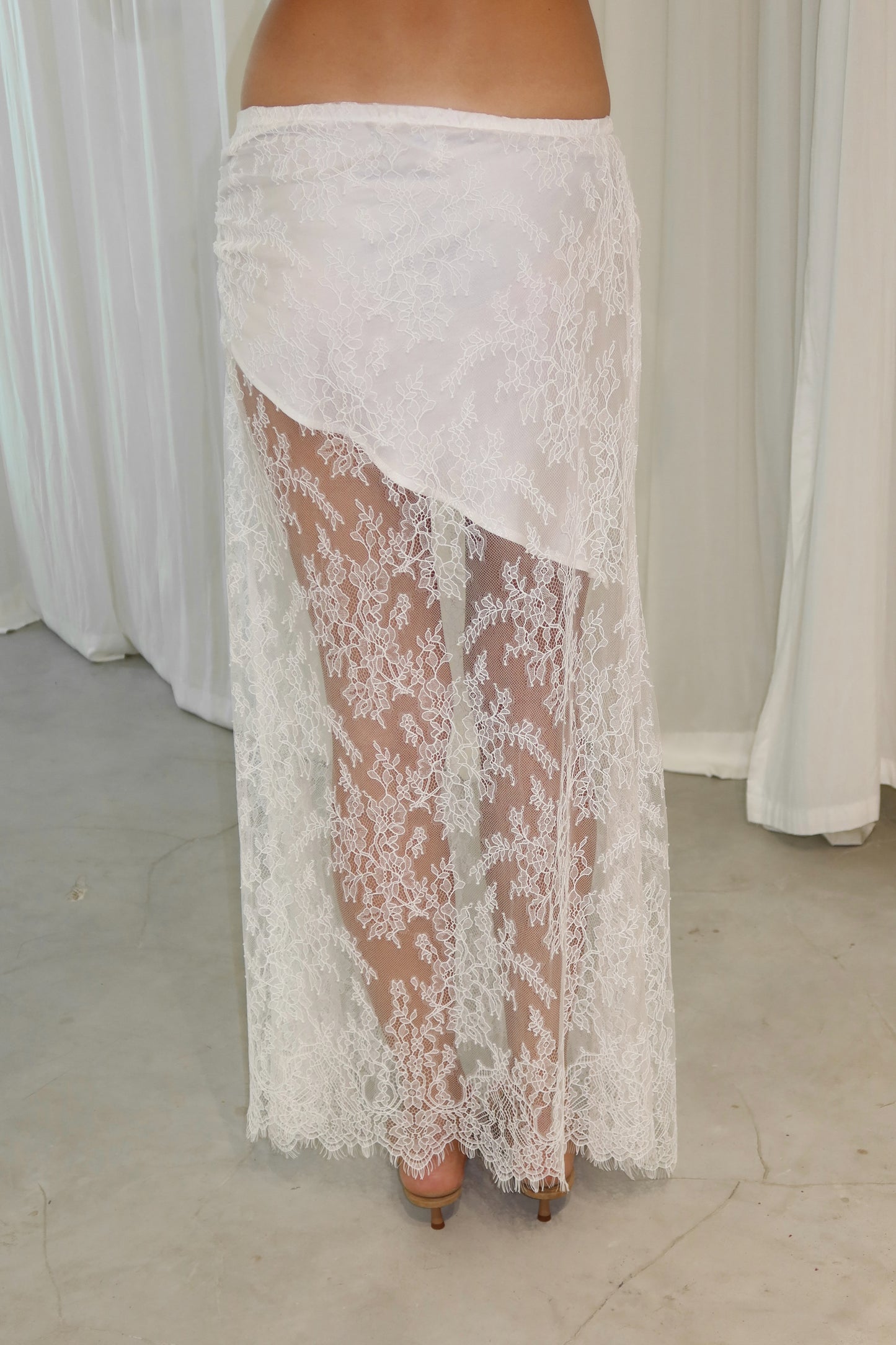 lace white maxi skirt