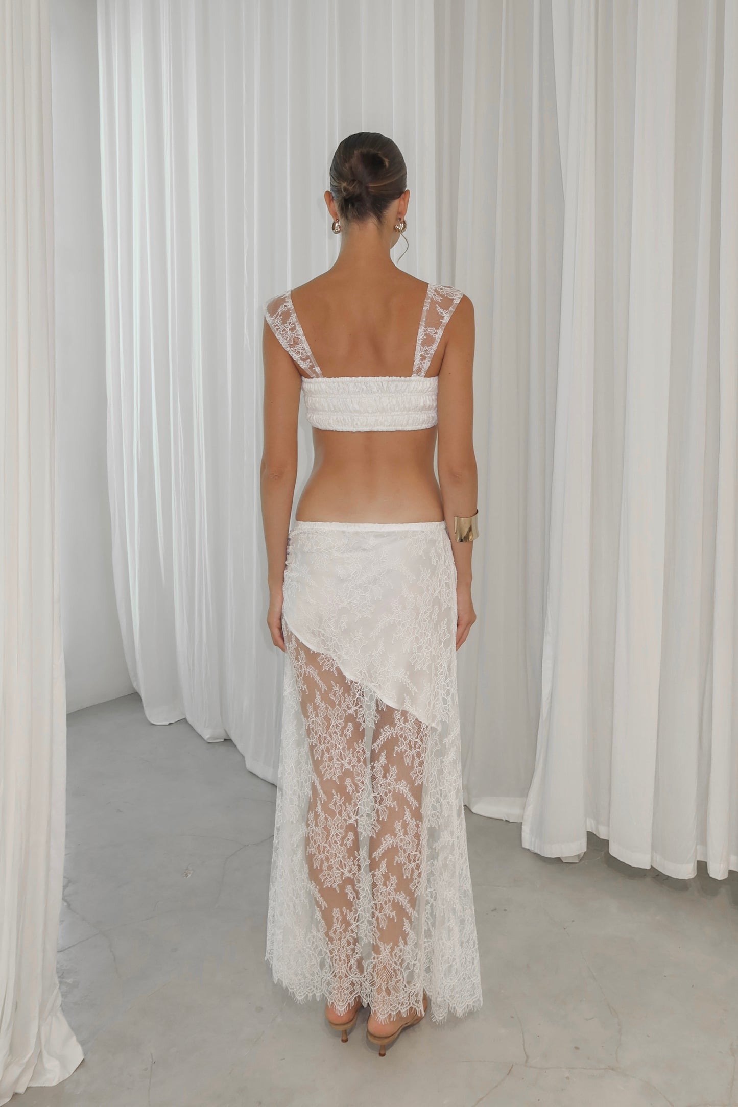 lace white maxi skirt