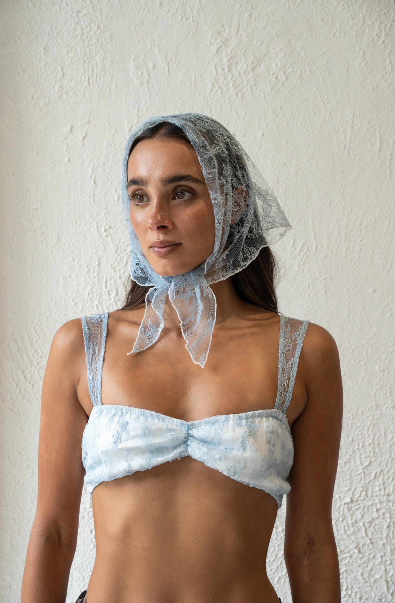 blue lace headscarf