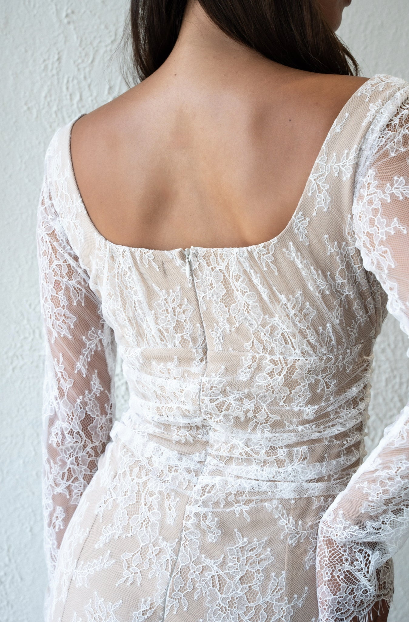 beige veil dress