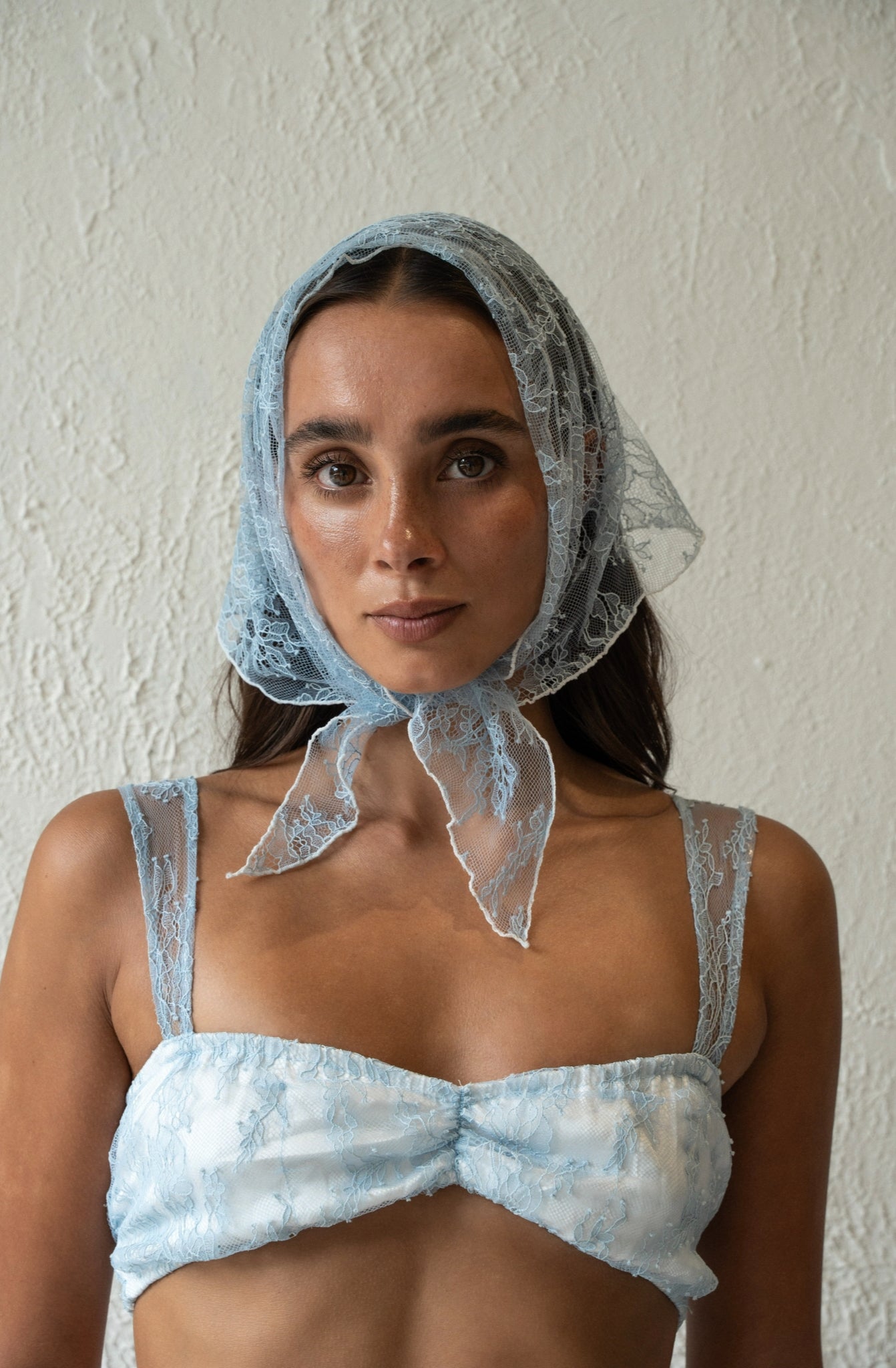blue lace headscarf